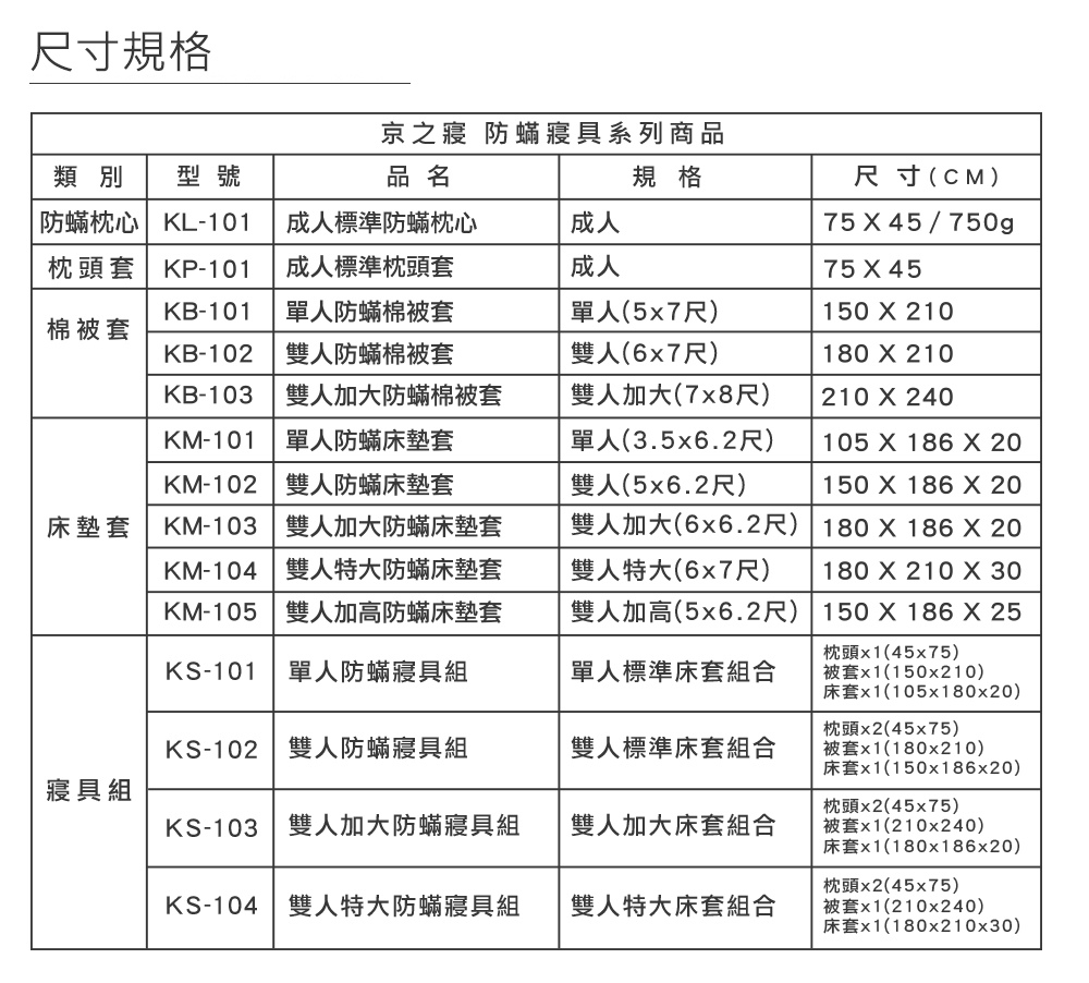 京之寢防蹣寢具內文10